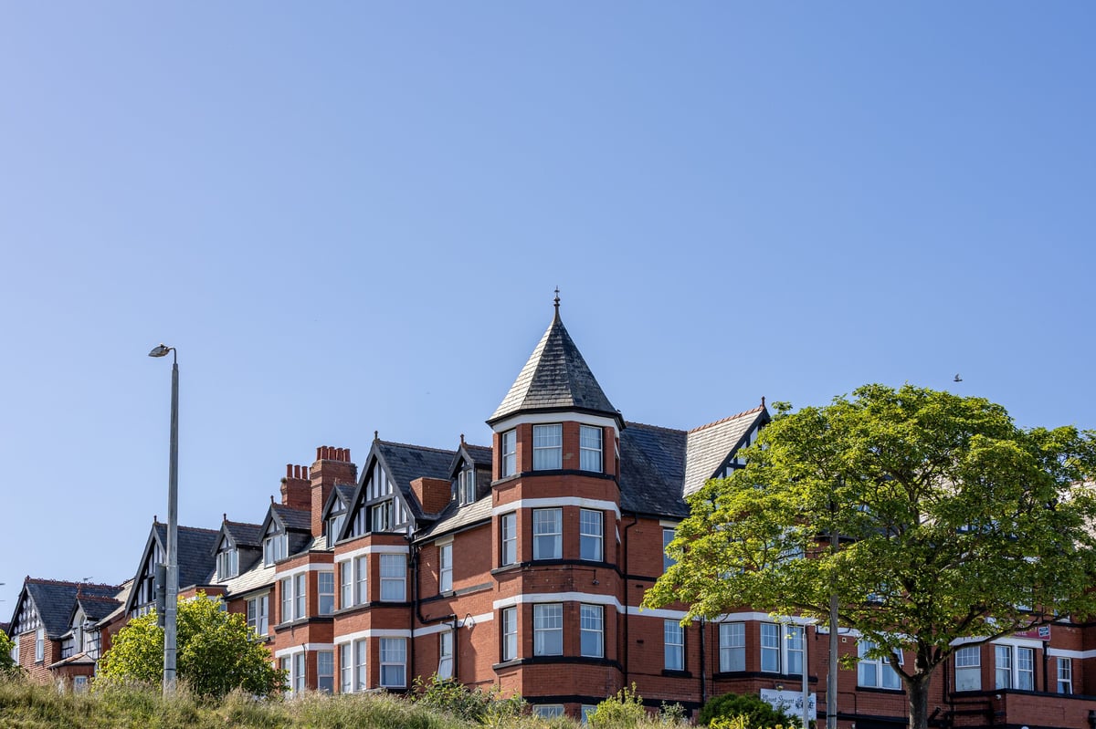 Red brick townhouses in Wales